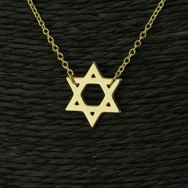 Gold Star Of David Necklace - Jewish identity Pendant - Dainty Sterling Silver Charm