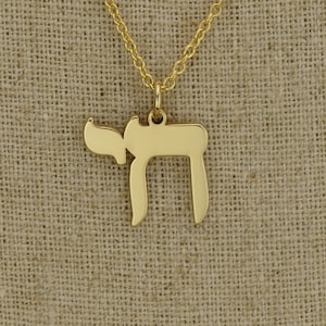 Hoge kwaliteit sterlingzilveren sierlijke Hebreeuwse Chai Life-ketting • Cadeau • Eenvoudige gouden Hebreeuwse Chai Life-hanger