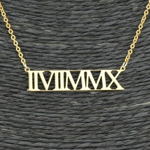 Roman Numeral Necklace / Personalised Necklace / Custom Date Necklace image 1