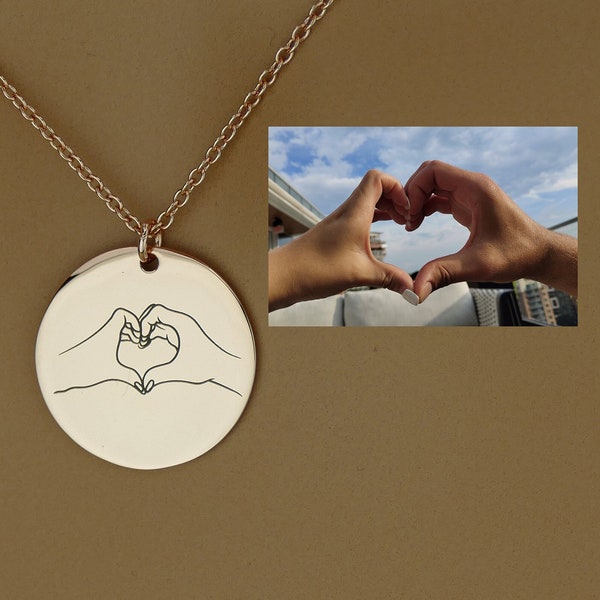 Collier dessin photo au trait personnalisé / pendentif personnalisé gravé en argent sterling / cadeau photo enfant pour parents