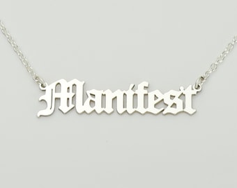 Sterling Silver MANIFEST Necklace • Word Phrase • Law Of Attraction Necklace