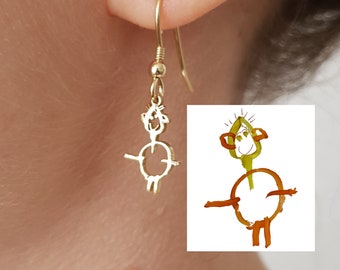 Personalised Kids Drawing Earrings / Actual Childrens Drawing Earrings • Child's Picture Artwork Into Jewellery