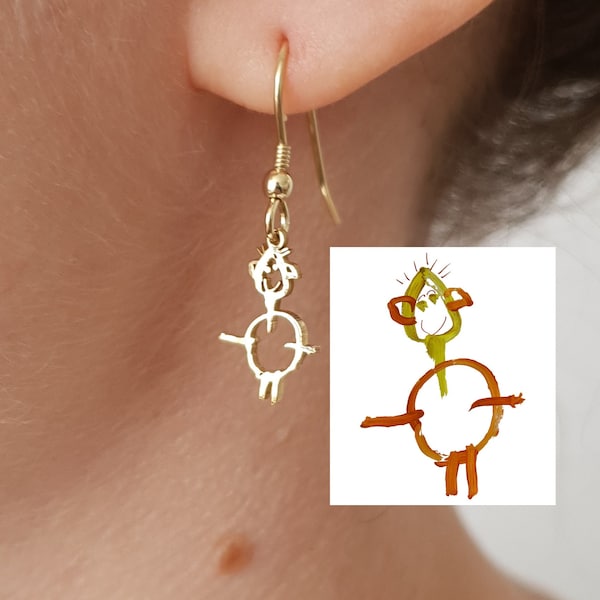 Personalised Kids Drawing Earrings / Actual Childrens Drawing Earrings • Child's Picture Artwork Into Jewellery