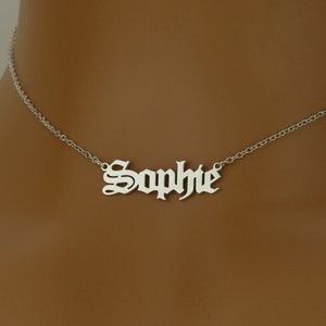 Sterling Silver Old English Font Personalised Name Necklace Silver