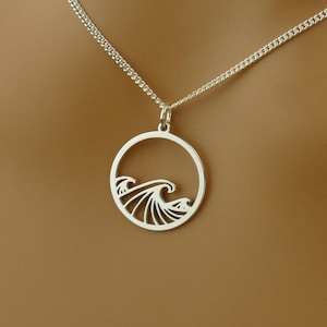 High Quality Ocean Waves Necklace  • Gift • Sterling Silver Circular Ocean Wave Pendant