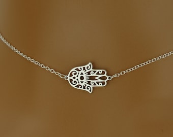 50 Tibet Argento Hamsa Mano Occhio Blu Kabbalah Buona Fortuna Pendenti Con Ciondoli - Foto 9