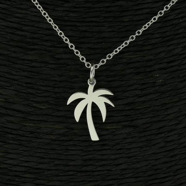 High Quality Sterling Silver Dainty Palm Tree Necklace • Gift • Simple Palm Tree Pendant