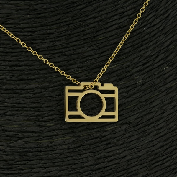 High Quality Sterling Silver Dainty Camera Necklace • Gift • Simple Gold Camera Pendant