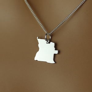 Collar de Angola de alta calidad • Regalo • Colgante de plata de ley con el mapa del país de Angola