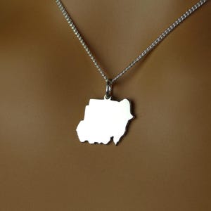Collier Soudan de haute qualité • Cadeau • Pendentif carte du pays du Soudan en argent sterling