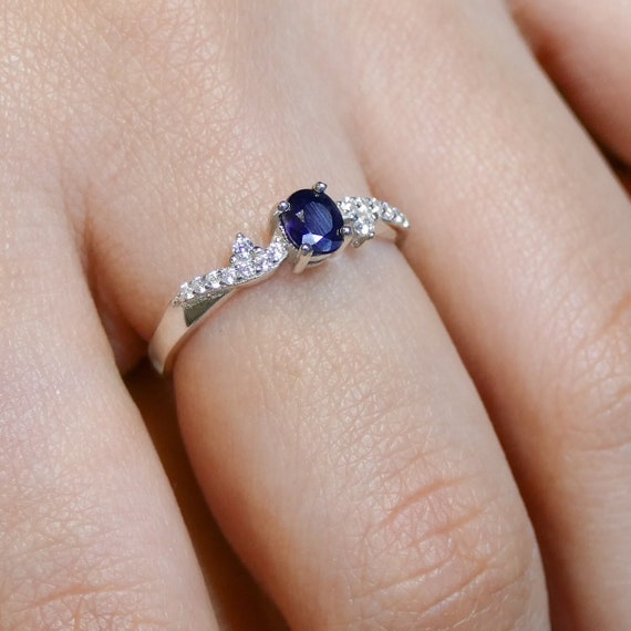 Bague saphir en argent sterling Bague saphir bleu pour femme Bague pierre de naissance septembre Etsy Canada