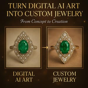 Custom Jewellery from AI Render • Bespoke CAD Jewellery Design • Turn Digital AI Art into Silver, Gold or Platinum Piece