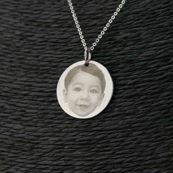 Collier photo personnalisé en argent sterling gravé/pendentif photo personnalisé en argent