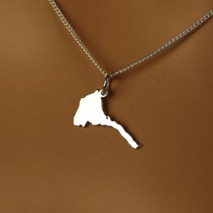Collier Érythrée de haute qualité • Cadeau • Pendentif carte du pays de l'Érythrée en argent sterling