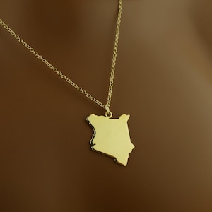 Hoogwaardige ketting Kenia • Cadeau • Sterlingzilveren hanger met landkaart Kenia