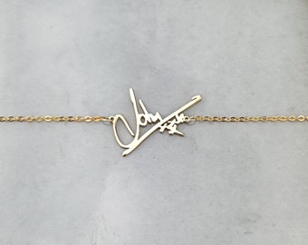 Werkelijke gepersonaliseerde handschriftarmband / aangepaste feitelijke handschriftsieraden / handtekeningarmband / Memorial Keepsake Gift