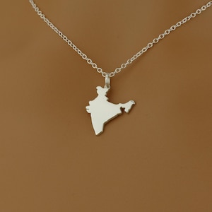 Hoge kwaliteit India-ketting • Cadeau • Sterlingzilveren hanger met landkaart India