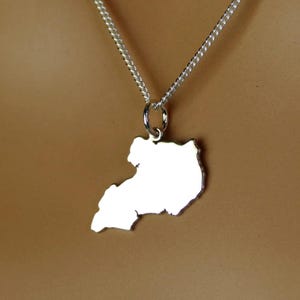 Collier Ouganda de haute qualité • Cadeau • Pendentif carte du pays de l'Ouganda en argent sterling