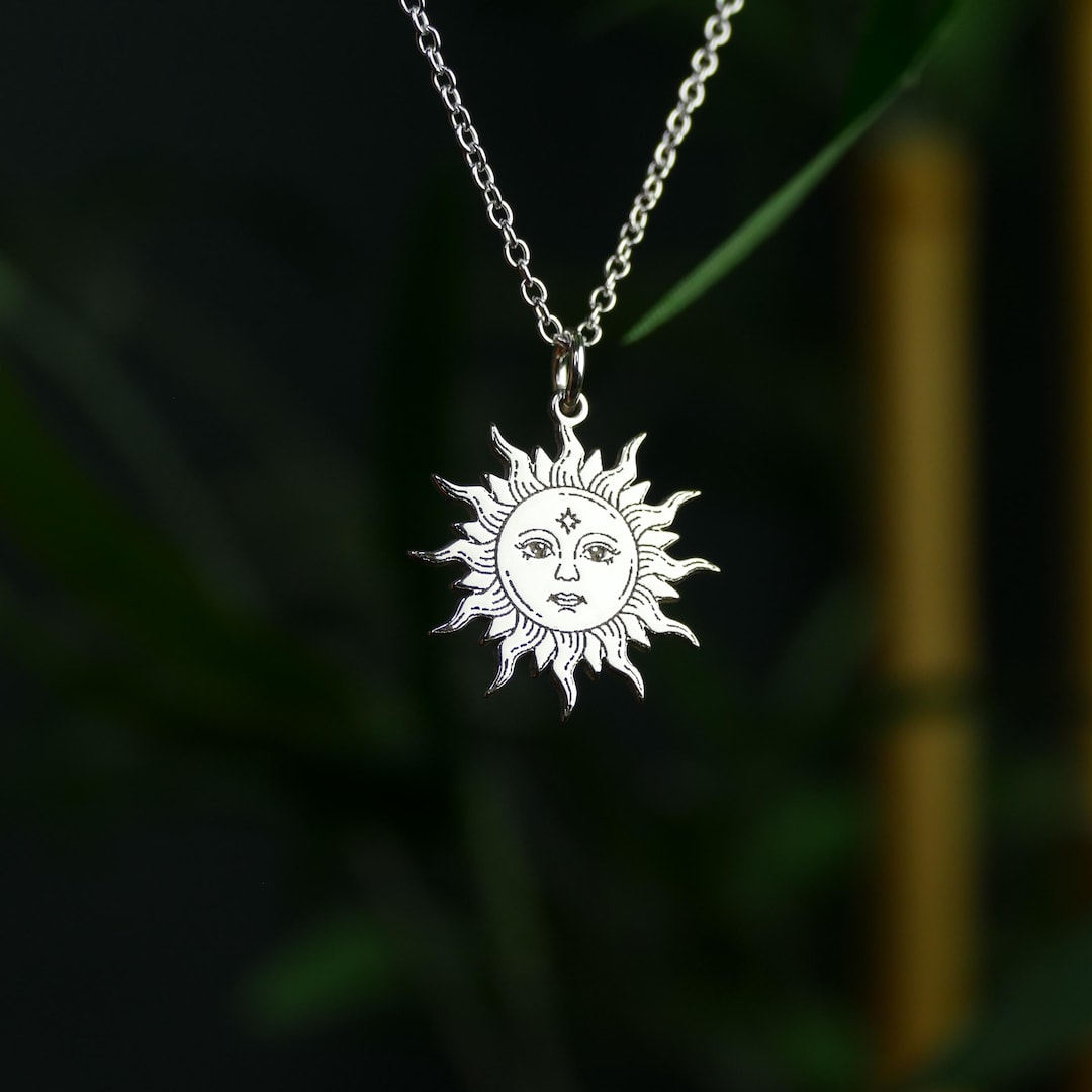 Sterling Silver Celestial Sun Pendant • Gift • Sun Necklace - Etsy