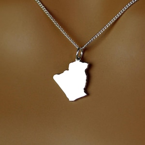 Collier Algérie de haute qualité • Cadeau • Pendentif carte du pays de l'Algérie en argent sterling