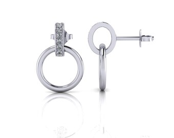 【HYERES LOR】Noailles double circle Silver earring 30mm Silver Double Circle Stud Earrings, Sterling Silver Double