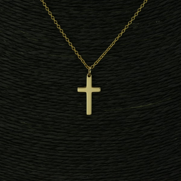 Dainty Sterling Silver Cross Necklace • Simple Small Gold Cross Pendant