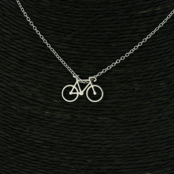 Sterling Silver Dainty Bicycle Necklace • MTB Gift • Simple Gold Cycling Pendant