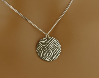 Personalised Fingerprint Necklace / Custom Sterling Silver Fingerprint Pendant