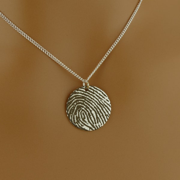 Personalised Fingerprint Necklace / Custom Sterling Silver Fingerprint Pendant