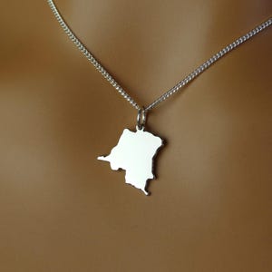 Collier Congo de haute qualité • Cadeau • Pendentif en argent sterling avec carte du pays de la République démocratique du Congo