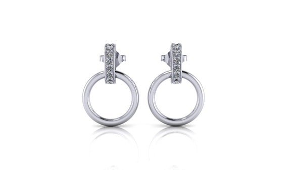 【HYERES LOR】Noailles double circle Silver earring 30cm Silver Double Circle Stud Earrings, Sterling Silver Double