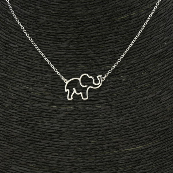 Collier éléphant en argent - motif découpé - collier à breloques animal