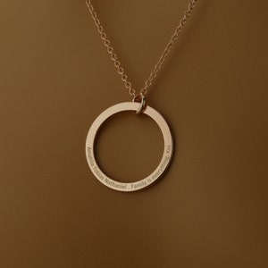 Personalised Circle Necklace • Custom Sterling Silver Gift • Gold Personalised Family Ring Engraved Name Pendant