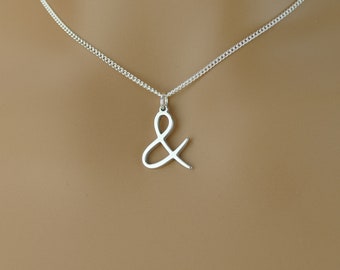 High Quality Sterling Silver Dainty Ampersand And Sign Necklace • Gift • Simple Gold & Sign Pendant
