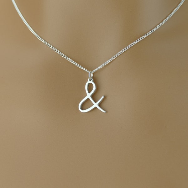 High Quality Sterling Silver Dainty Ampersand And Sign Necklace • Gift • Simple Gold & Sign Pendant