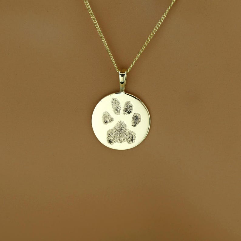 Personalised 9ct Gold Dog Paw Print Necklace • Custom Gold Pet Memorial ...