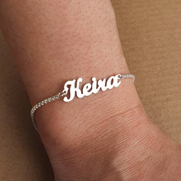 Personalised Sterling Silver Baby Name Bracelet / Nameplate Bracelet / Christening Gift