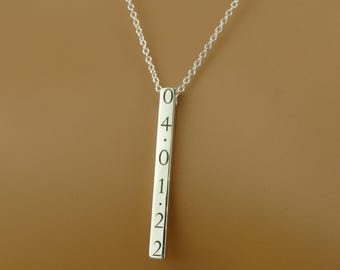 Personalised Silver Bar Necklace / Custom Sterling Silver Vertical Bar Necklace / Engraved Silver Bar Necklace With Name