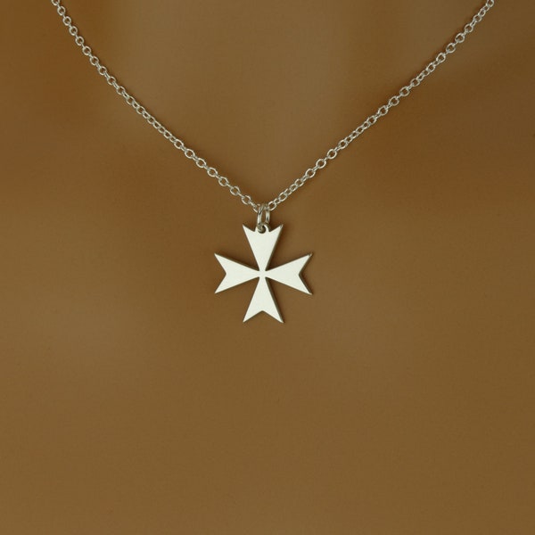 High Quality Sterling Silver Maltese Cross Necklace • Gift • Simple Dainty Maltese Cross Pendant