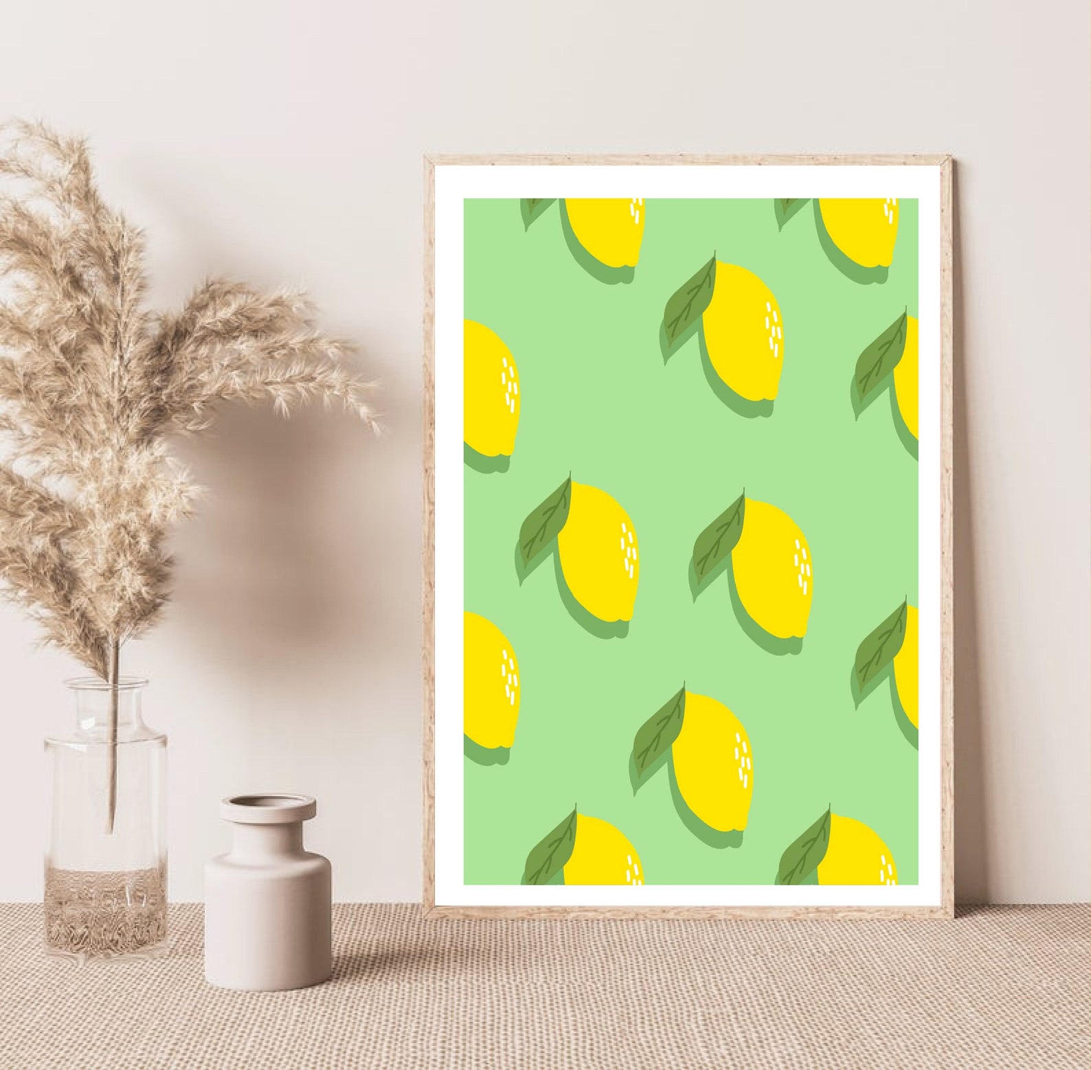 Abstract Kitchen Lemon prints decor poster Digital Wall Etsy
