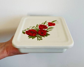 Vintage Metal Kitchen Canister, Retro Storage Tin 1970s, Pantry Container, Vintage Kitchen Decor, Cookie Storage