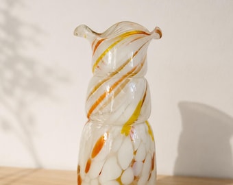 Vaso in vetro vintage, vaso trasparente soffiato a mano anni '70, vaso per fiori minimalista, semplice decorazione in vetro, arredamento retrò per la casa.