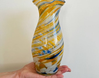 Vintage Colored Glass Vase 1980s, Retro Glass Vase, Mid Century Style Decor, Decorative Glass Vase, Home Accent