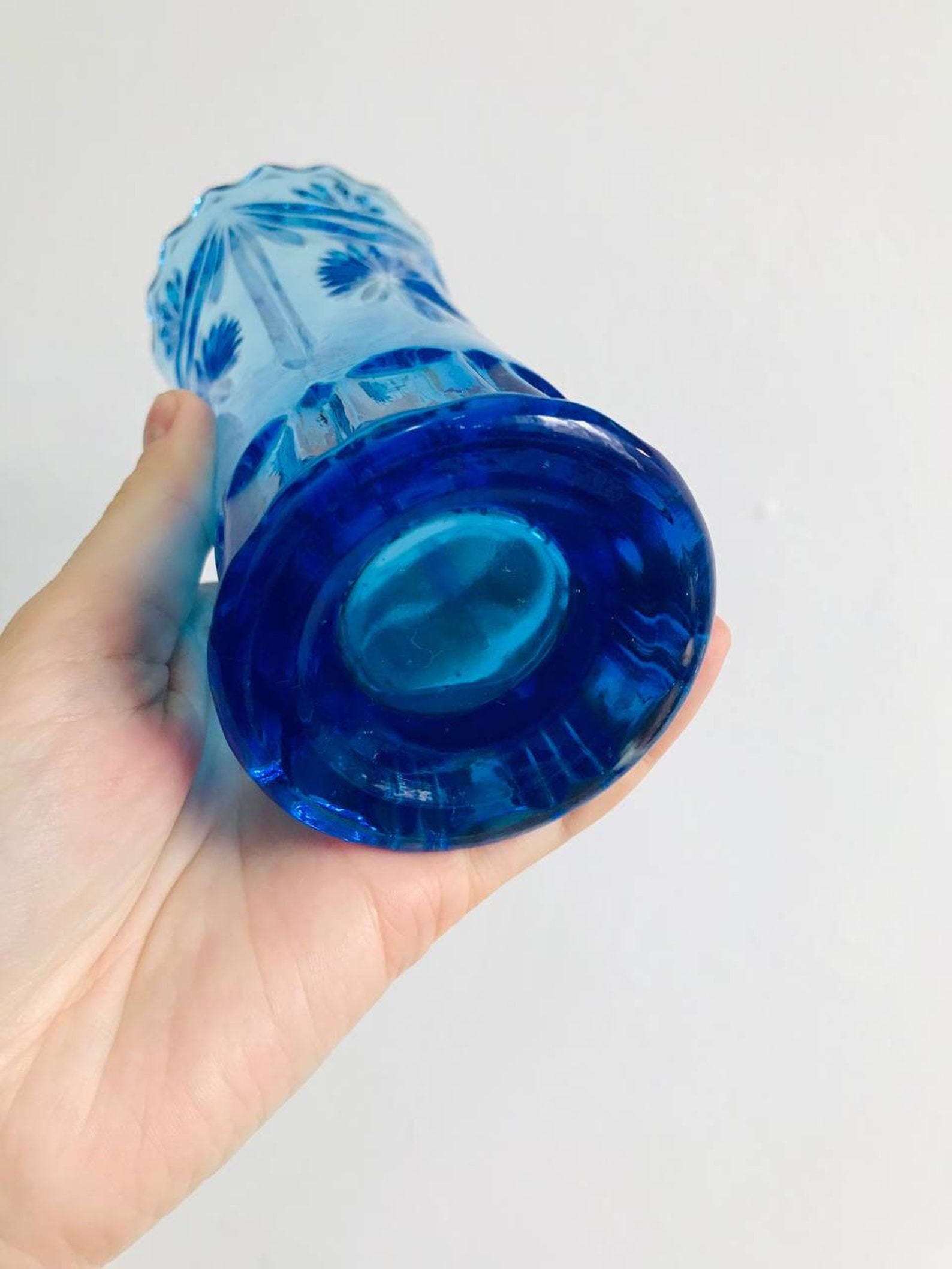 Vintage Glass Flower Vase Unique Centrepieces Table Decor Etsy