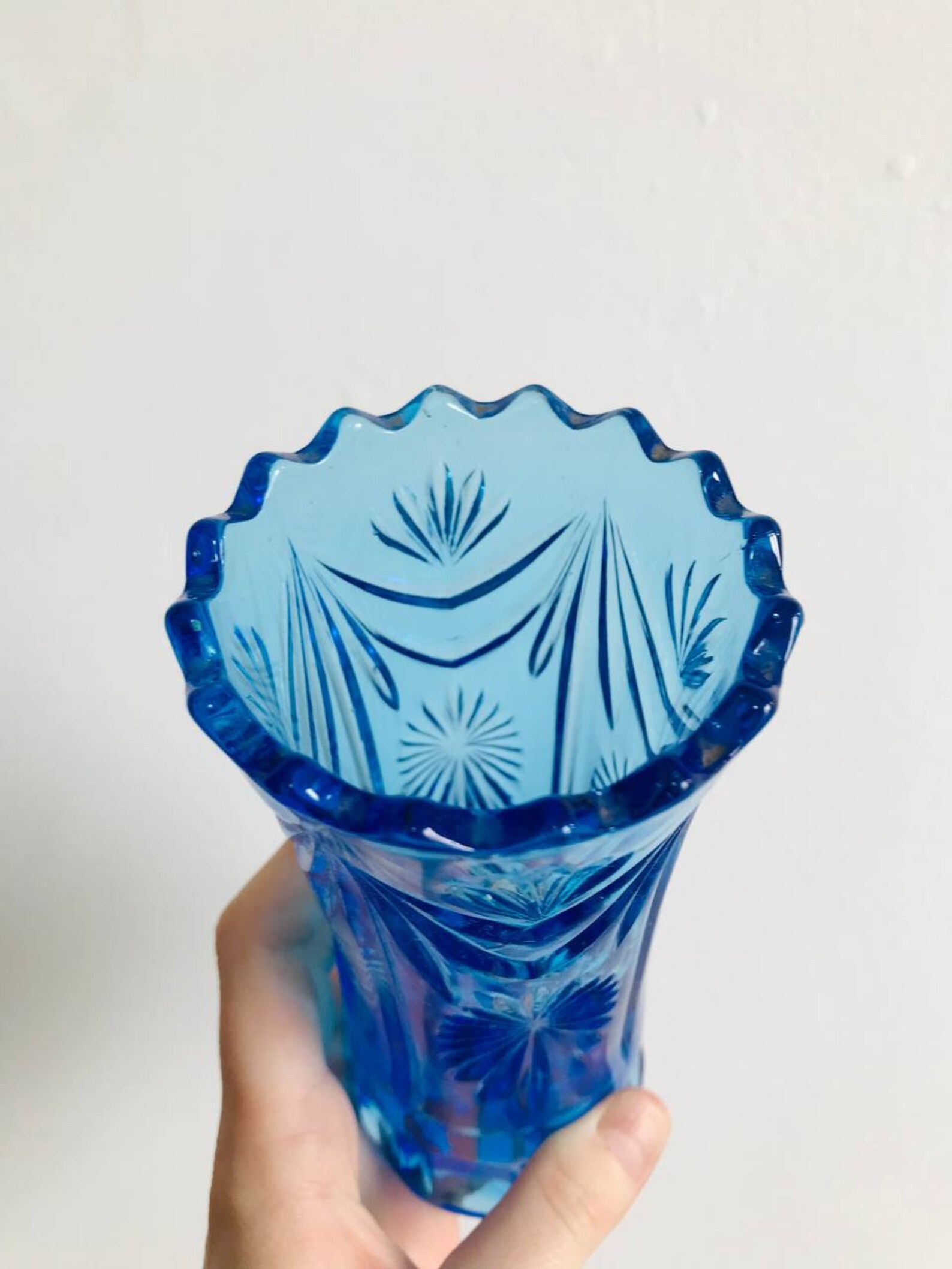 Vintage Glass Flower Vase Unique Centrepieces Table Decor Etsy