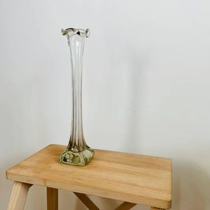 Vaso alto in vetro vintage / Vaso per fiori minimalista / Decorazione in vetro trasparente anni &#39;80