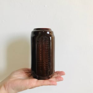 Vintage 1980s Ceramic Vase | Brown Handmade Pottery | Rustic Minimalist Decor | Vintage Home Decor