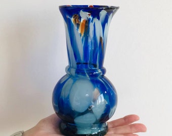 Vintage glass small vase, table or shelf decor, coloured glass