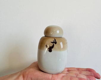 Vintage Ceramic Tea Canister, Kitchen Storage Jar 1980s, Rustic Tea Container, Cottagecore Kitchen Decor, Spice Storage
