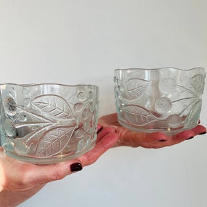 Set of 2 Vintage Glass Serving Bowls – 1980s Elegant Glassware – Small Dessert or Snack Bowls
